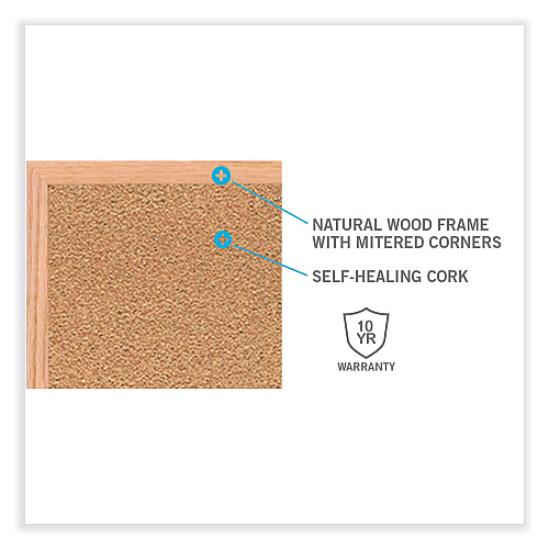 Ghent Natural Cork Bulletin Board with Frame, 120.5 x 48.5, Tan Surface, Oak Frame (WK410)