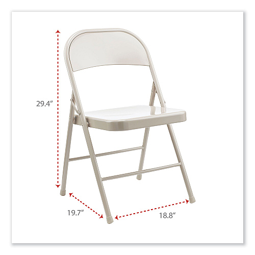 Alera Armless Steel Folding Chair, Supports Up to 275 lb, Taupe Seat, Taupe Back, Taupe Base, 4/Carton (ALECA944)