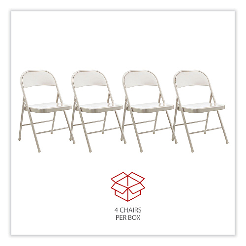 Alera Armless Steel Folding Chair, Supports Up to 275 lb, Taupe Seat, Taupe Back, Taupe Base, 4/Carton (ALECA944)