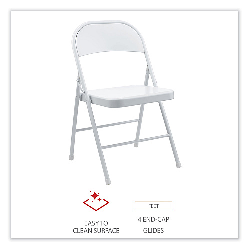 Alera Armless Steel Folding Chair, Supports Up to 275 lb, Gray Seat, Gray Back, Gray Base, 4/Carton (ALECA940)