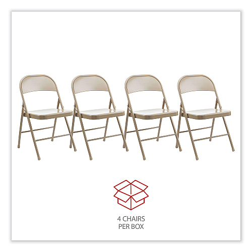 Alera Armless Steel Folding Chair, Supports Up to 275 lb, Tan Seat, Tan Back, Tan Base, 4/Carton (ALECA945)