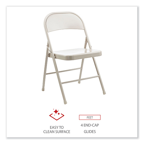 Alera Armless Steel Folding Chair, Supports Up to 275 lb, Taupe Seat, Taupe Back, Taupe Base, 4/Carton (ALECA944)