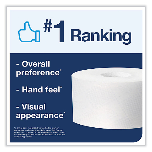 Tork&reg; Coreless High Capacity Toilet Paper, 2-Ply, 750 Sheets, 36 Rolls (472884)