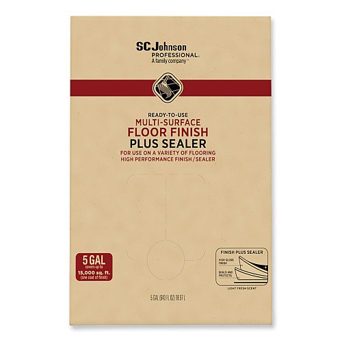 SC Johnson Professional Ready-To-Use Multi-Surface Floor Finish Plus Sealer, Light Fresh Scent, 5 gal Bag-in-Box (362834)