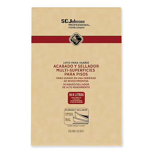 SC Johnson Professional Ready-To-Use Multi-Surface Floor Finish Plus Sealer, Light Fresh Scent, 5 gal Bag-in-Box (362834)
