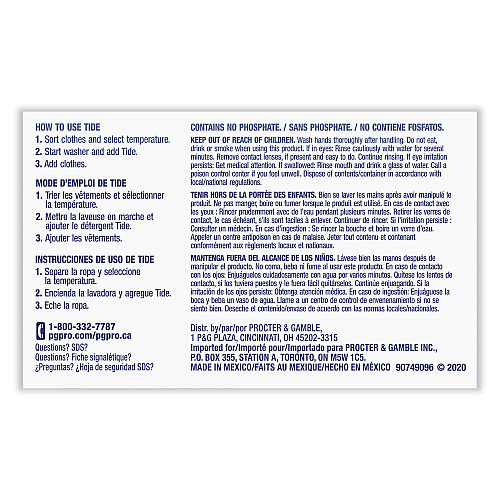 Tide&reg; Pro Powder Laundry Detergent Vending Box, Bleach, 156 Pack (08921)