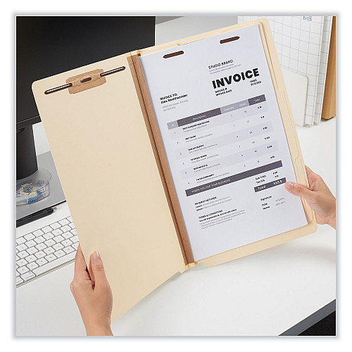 Universal Six-Section Manila End Tab Classification Folders, 2" Expansion, 2 Dividers, 6 Fasteners, Legal Size, Manila Exterior, 10/Box (UNV16151)