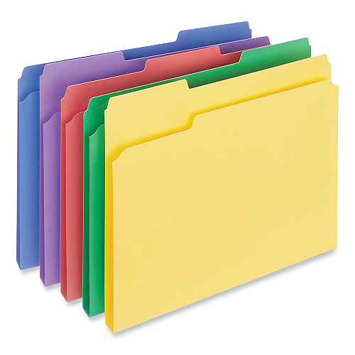 Universal Reinforced Top-Tab File Folders, 1/3-Cut Tabs: Assorted, Letter Size, 1" Expansion, Assorted Colors, 100/Box (UNV16166)