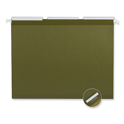 Universal Deluxe Reinforced Recycled Hanging File Folders, Letter Size, 1/3-Cut Tabs, Standard Green, 25/Box (UNV24113)