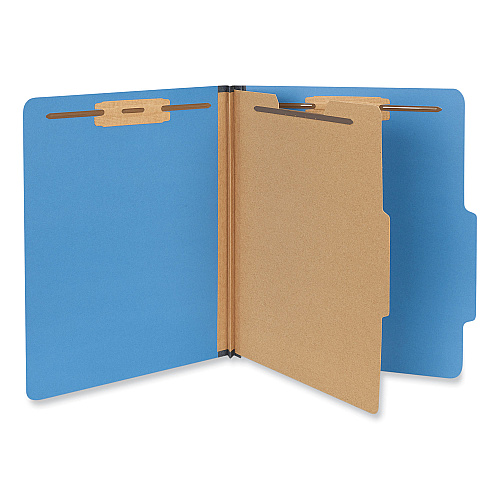 Universal Bright Colored Pressboard Classification Folders, 2" Expansion, 1 Divider, 4 Fasteners, Letter Size, Cobalt Blue, 10/Box (UNV10201)