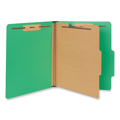 Universal Bright Colored Pressboard Classification Folders, 2" Expansion, 1 Divider, 4 Fasteners, Letter Size, Emerald Green, 10/Box (UNV10202)