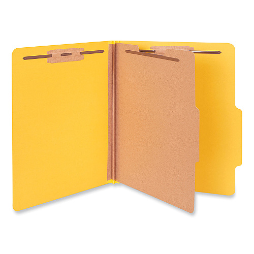 Universal Bright Colored Pressboard Classification Folders, 2" Expansion, 1 Divider, 4 Fasteners, Letter Size, Yellow Exterior, 10/Box (UNV10204)