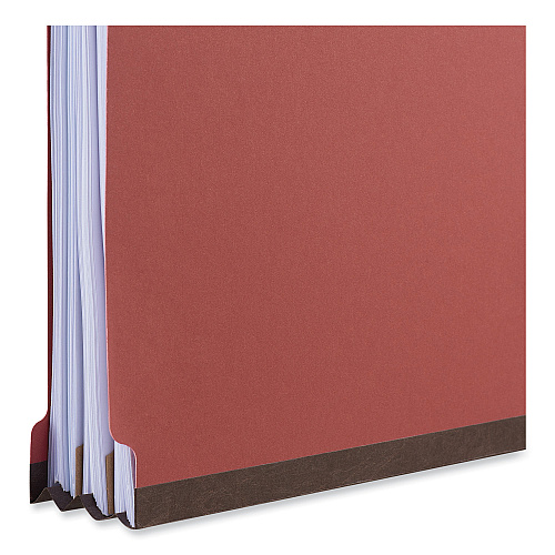 Universal Bright Colored Pressboard Classification Folders, 2" Expansion, 2 Dividers, 6 Fasteners, Letter Size, Ruby Red, 10/Box (UNV10303)