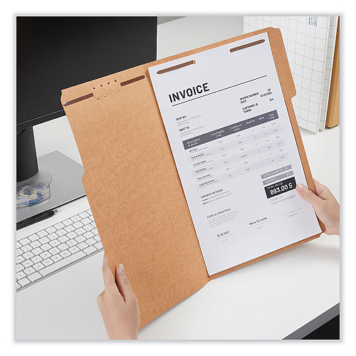 Universal Reinforced Top Tab Fastener Folders, 0.75" Expansion, 2 Fasteners, Legal Size, Brown Kraft Exterior, 50/Box (UNV10412)