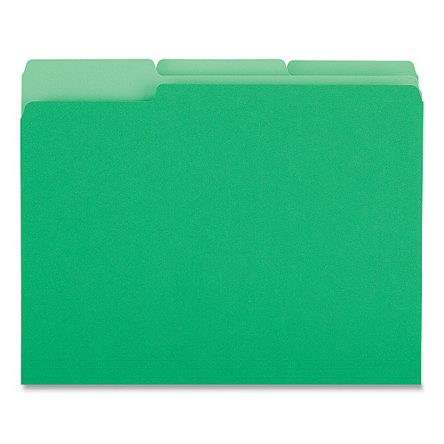 Universal Deluxe Colored Top Tab File Folders, 1/3-Cut Tabs: Assorted, Letter Size, Green/Light Green, 100/Box (UNV10502)