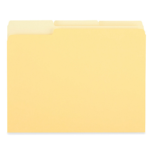 Universal Deluxe Colored Top Tab File Folders, 1/3-Cut Tabs: Assorted, Letter Size, Yellow/Light Yellow, 100/Box (UNV10504)