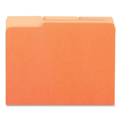 Universal Deluxe Colored Top Tab File Folders, 1/3-Cut Tabs: Assorted, Letter Size, Orange/Light Orange, 100/Box (UNV10507)