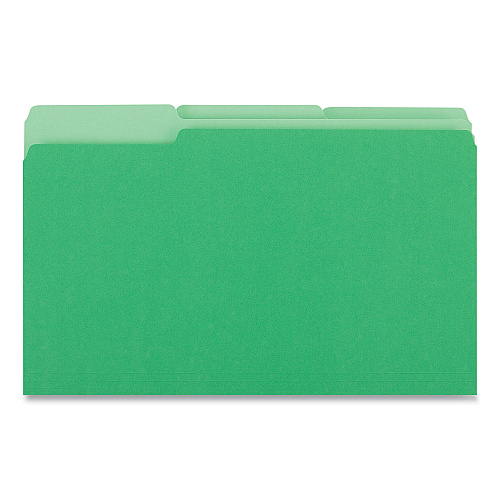 Universal Deluxe Colored Top Tab File Folders, 1/3-Cut Tabs: Assorted, Legal Size, Bright Green/Light Green, 100/Box (UNV10522)