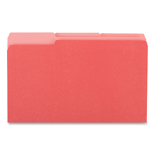 Universal Deluxe Colored Top Tab File Folders, 1/3-Cut Tabs: Assorted, Legal Size, Red/Light Red, 100/Box (UNV10523)