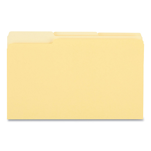 Universal Deluxe Colored Top Tab File Folders, 1/3-Cut Tabs: Assorted, Legal Size, Yellow/Light Yellow, 100/Box (UNV10524)