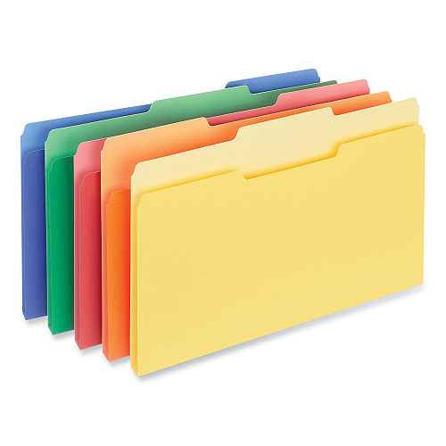 Universal Interior File Folders, 1/3-Cut Tabs: Assorted, Letter Size, 11-pt Stock, Assorted Colors, 100/Box (UNV12306)