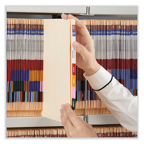 Universal Deluxe Reinforced End Tab Folders, 9" High Front, Straight Tabs, Letter Size, 0.75" Expansion, Manila, 100/Box (UNV13300)