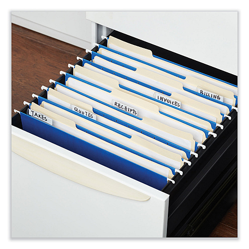 Universal Deluxe Bright Color Hanging File Folders, Letter Size, 1/5-Cut Tabs, Blue, 25/Box (UNV14116)
