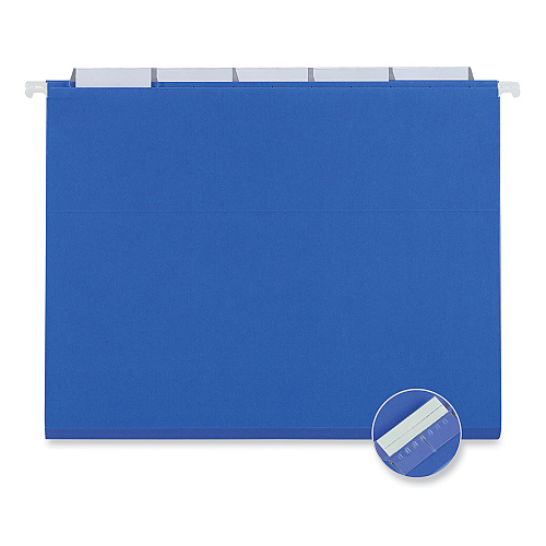 Universal Deluxe Bright Color Hanging File Folders, Letter Size, 1/5-Cut Tabs, Blue, 25/Box (UNV14116)