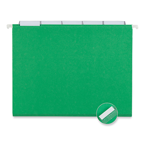 Universal Deluxe Bright Color Hanging File Folders, Letter Size, 1/5-Cut Tabs, Bright Green, 25/Box (UNV14117)