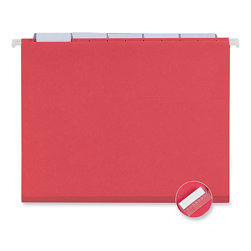 Universal Deluxe Bright Color Hanging File Folders, Letter Size, 1/5-Cut Tabs, Red, 25/Box (UNV14118)