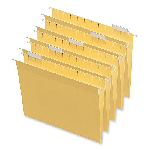 Universal Deluxe Bright Color Hanging File Folders, Letter Size, 1/5-Cut Tabs, Yellow, 25/Box (UNV14119)