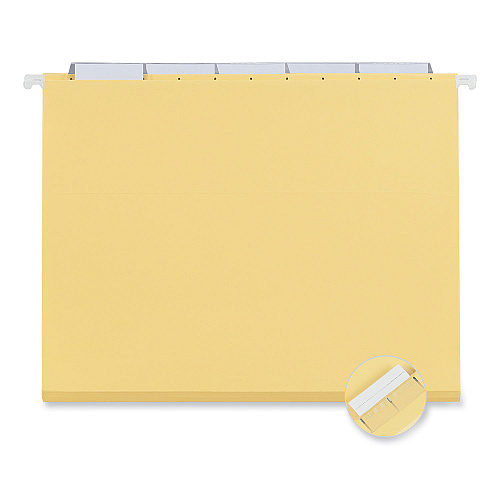 Universal Deluxe Bright Color Hanging File Folders, Letter Size, 1/5-Cut Tabs, Yellow, 25/Box (UNV14119)