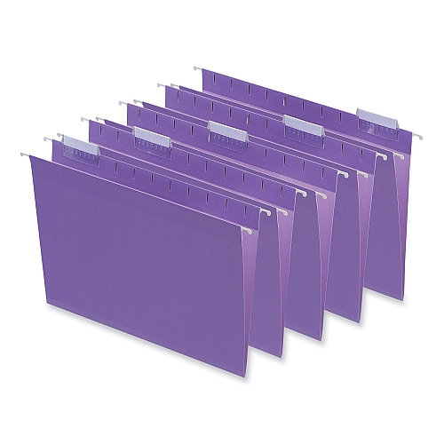 Universal Deluxe Bright Color Hanging File Folders, Letter Size, 1/5-Cut Tabs, Violet, 25/Box (UNV14120)