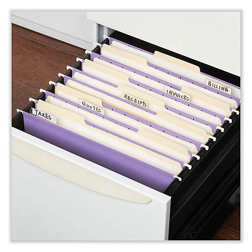 Universal Deluxe Bright Color Hanging File Folders, Letter Size, 1/5-Cut Tabs, Violet, 25/Box (UNV14120)