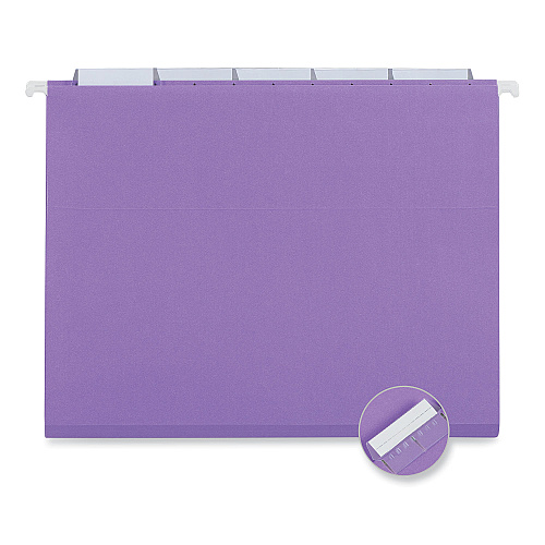 Universal Deluxe Bright Color Hanging File Folders, Letter Size, 1/5-Cut Tabs, Violet, 25/Box (UNV14120)