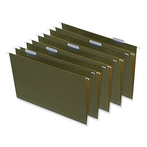 Universal Box Bottom Hanging File Folders, 2" Capacity, Legal Size, 1/5-Cut Tabs, Standard Green, 25/Box (UNV14152)