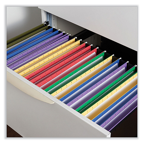Universal Deluxe Bright Color Hanging File Folders, Legal Size, 1/5-Cut Tabs, Yellow, 25/Box (UNV14219)