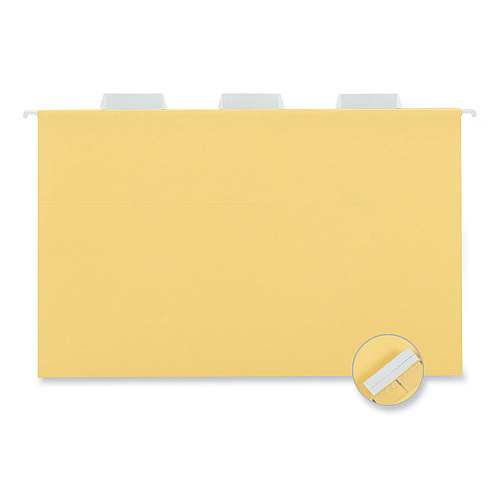 Universal Deluxe Bright Color Hanging File Folders, Legal Size, 1/5-Cut Tabs, Yellow, 25/Box (UNV14219)
