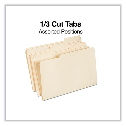 Universal Top Tab File Folders, 1/3-Cut Tabs: Assorted, Legal Size, 0.75" Expansion, Manila, 100/Box (UNV15113)