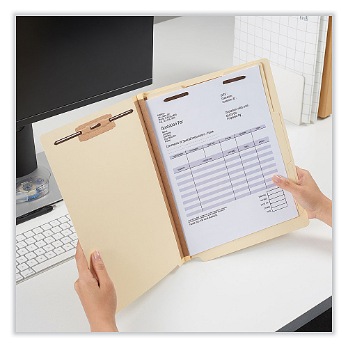 Universal Six-Section Manila End Tab Classification Folders, 2" Expansion, 2 Dividers, 6 Fasteners, Letter Size, Manila, 10/Box (UNV16150)