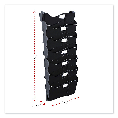 Universal Grande Central Filing System, 7 Sections, Legal/Letter Size, Wall Mount, 16" x 4.75" x 38.25", Black, 7/Pack (UNV08174)