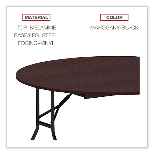 Alera Round Wood Folding Table, 59" Diameter x 29.13h, Mahogany (ALEFT7260DMY)