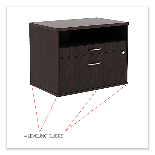 Alera Open Office Desk Series Low File Cabinet Credenza, 2-Drawer: Pencil/File,Legal/Letter,1 Shelf,Espresso,29.5x19.13x22.88 (ALELS583020ES)