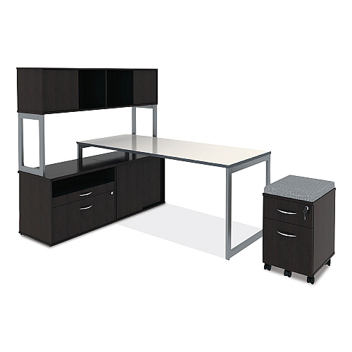Alera Open Office Desk Series Low File Cabinet Credenza, 2-Drawer: Pencil/File,Legal/Letter,1 Shelf,Espresso,29.5x19.13x22.88 (ALELS583020ES)