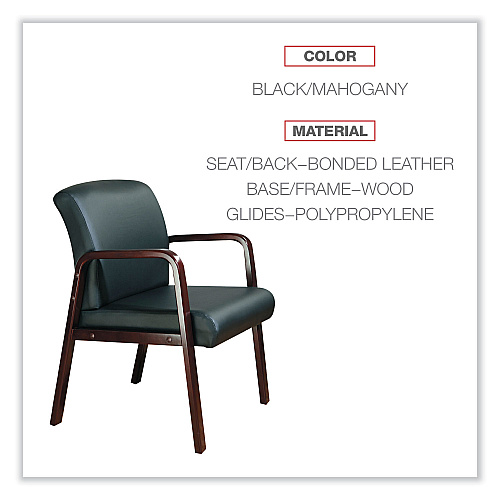 Alera Reception Lounge Series Wood Loveseat, 44.88w x 26.13d x 33h, Black/Mahogany (ALERL2219M)