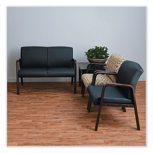 Alera Reception Lounge Series Wood Loveseat, 44.88w x 26.13d x 33h, Black/Mahogany (ALERL2219M)
