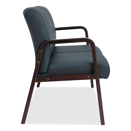 Alera Reception Lounge Series Wood Loveseat, 44.88w x 26.13d x 33h, Black/Mahogany (ALERL2219M)