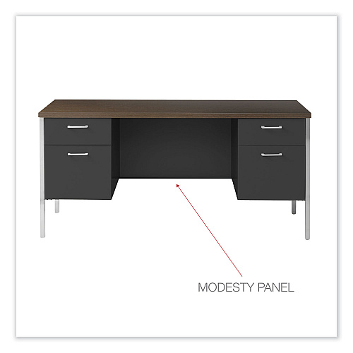 Alera Double Pedestal Steel Credenza, 60w x 24d x 29.5h, Mocha/Black (ALESD6024BM)