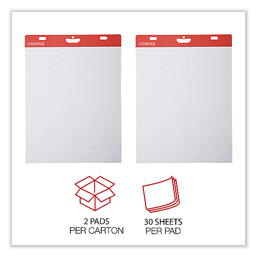 Universal Self-Stick Easel Pad, Unruled, 25 x 30, White, 30 Sheets, 2/Carton (UNV35603)