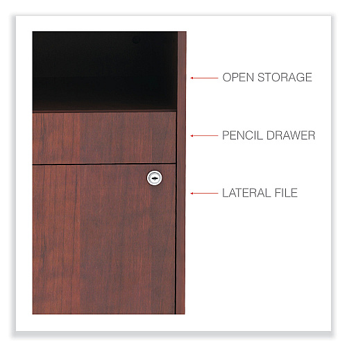Alera Open Office Desk Series Low File Cabinet Credenza, 2-Drawer: Pencil/File, Legal/Letter, 1 Shelf,Cherry,29.5x19.13x22.88 (ALELS583020MC)